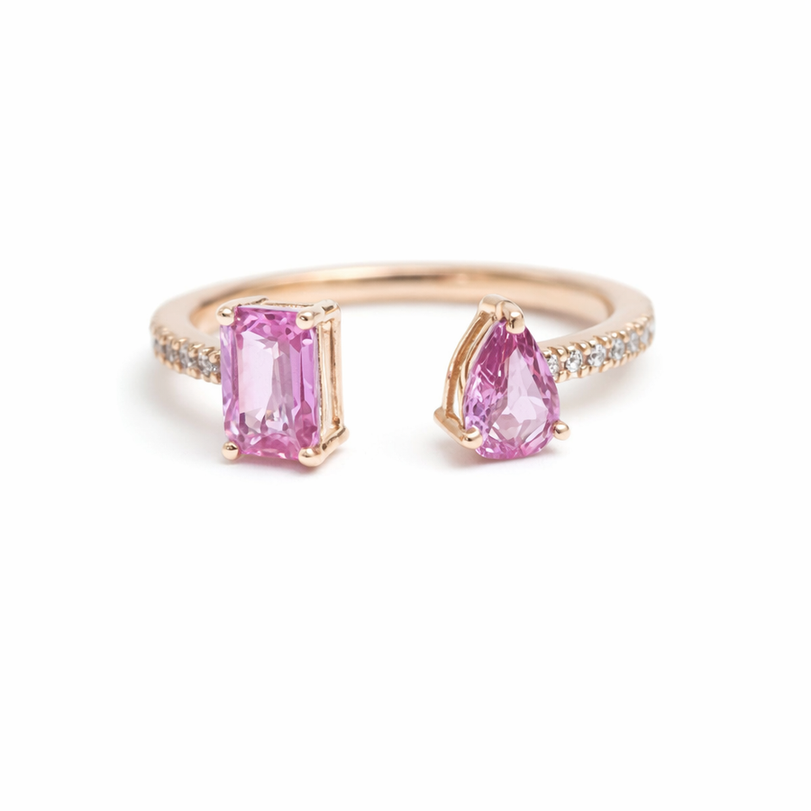 Open-Style Pink Sapphire 14K Gold Diamond Accent Ring