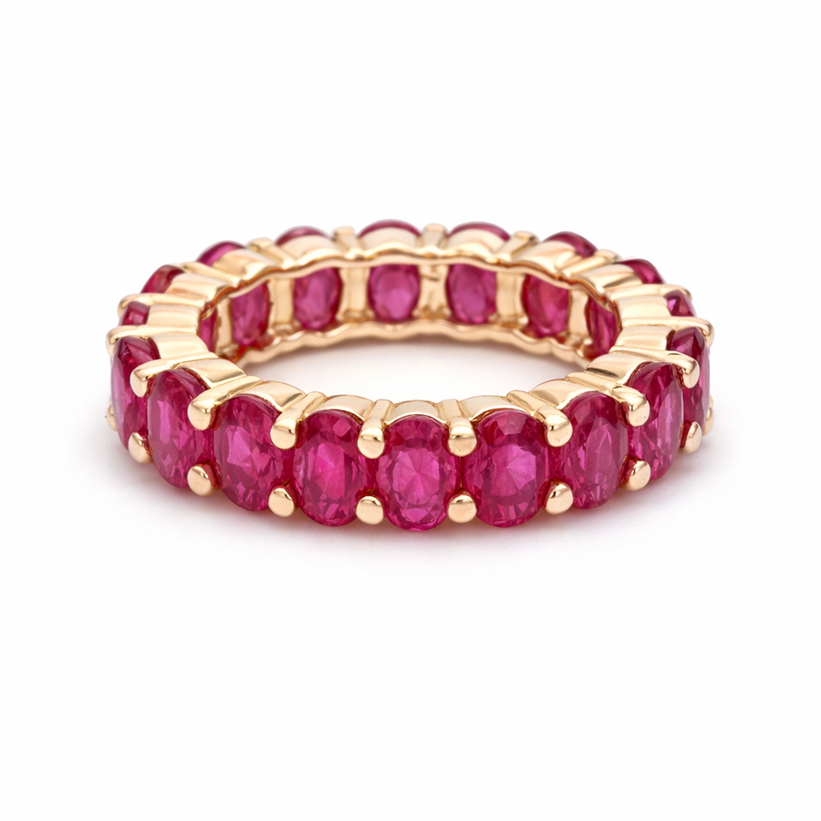 Ruby Oval Eternity Band Ring in 14K Rose Gold
