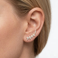 Pure Essence Diamond Climber Earrings in 14K Yellow Gold