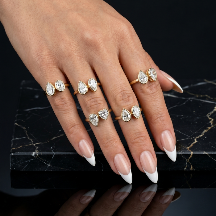 Pear Cut Lab Diamond 14K Open Multi Ring Collection