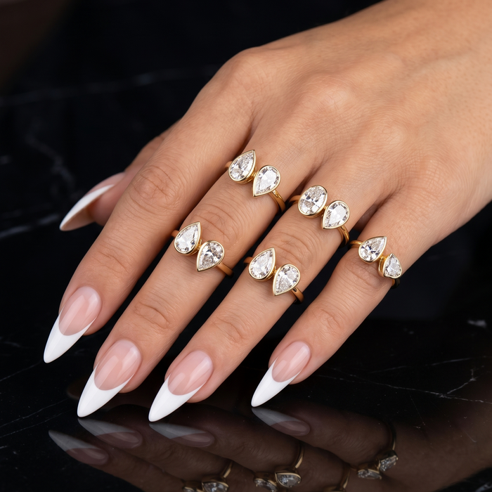Pear Cut Lab Diamond 14K Open Multi Ring Collection