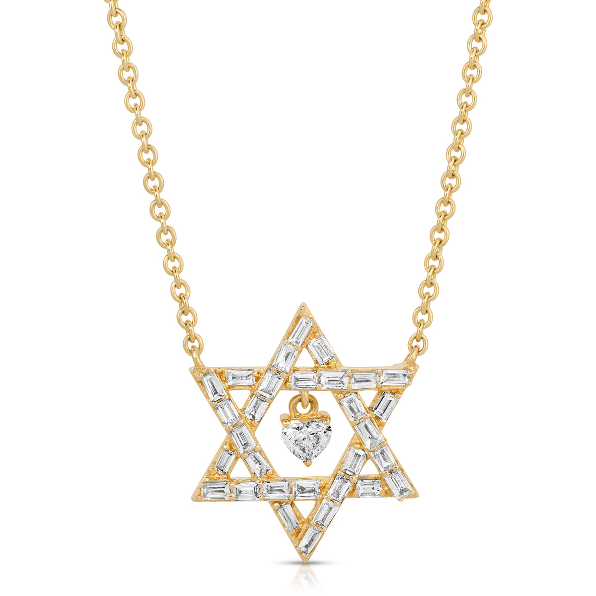 Heart Centered Star of David Necklace in 14K Gold