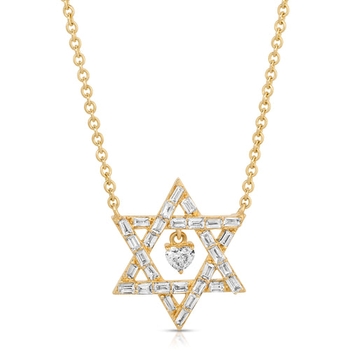 Heart Centered 14K (or 18k upon request) Gold Star Of David Necklace