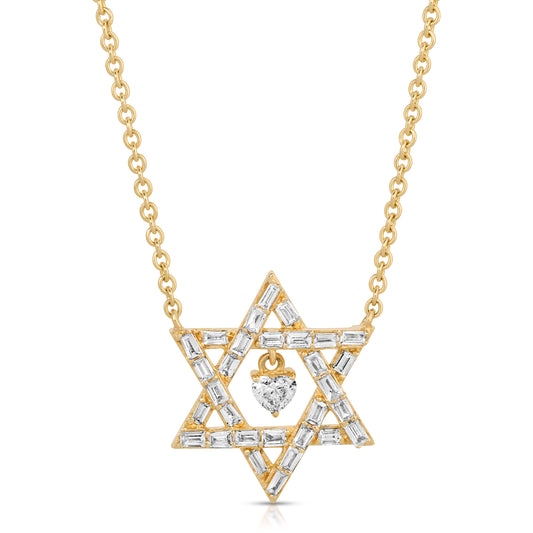 Heart Centered Star of David Necklace in 14K Gold
