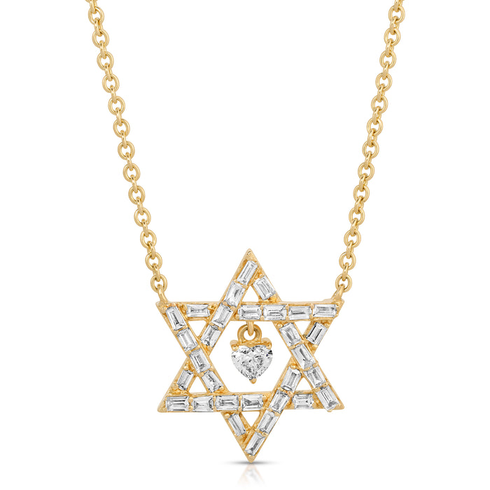Heart Centered Star of David Necklace in 14K Gold