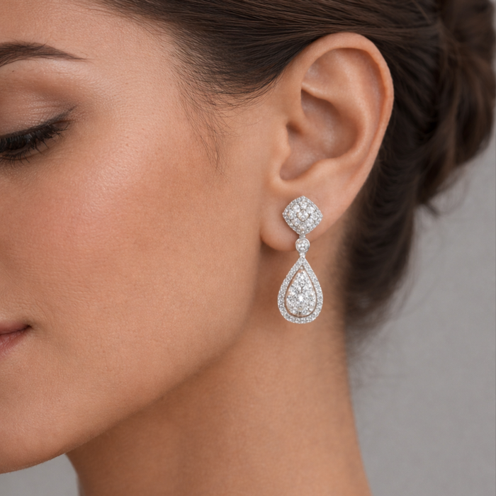 Ascending Light 14K (or 18k upon request) Yellow Gold Diamond Drop Earrings
