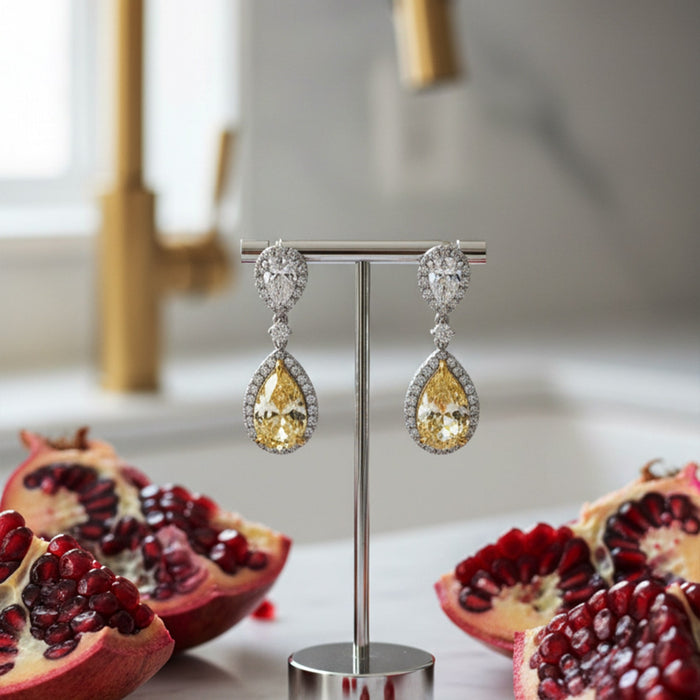 Pear Shaped 14K Drop Diamond Waterfall Earrings