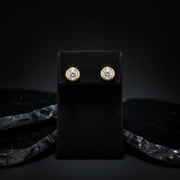 Two Round Diamond Stud Earrings in 14K Yellow Gold