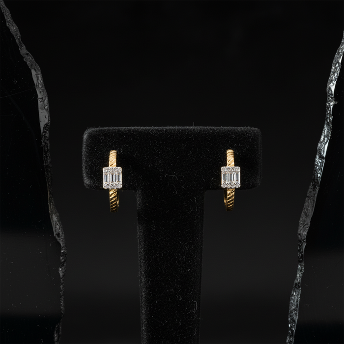 Aurora Bliss Diamond Hoop Earrings in 14K Yellow Gold