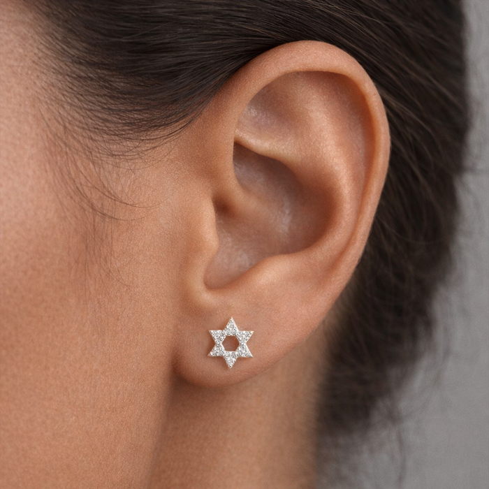 Star of David Diamond Accent Stud Earrings in 14K Yellow Gold