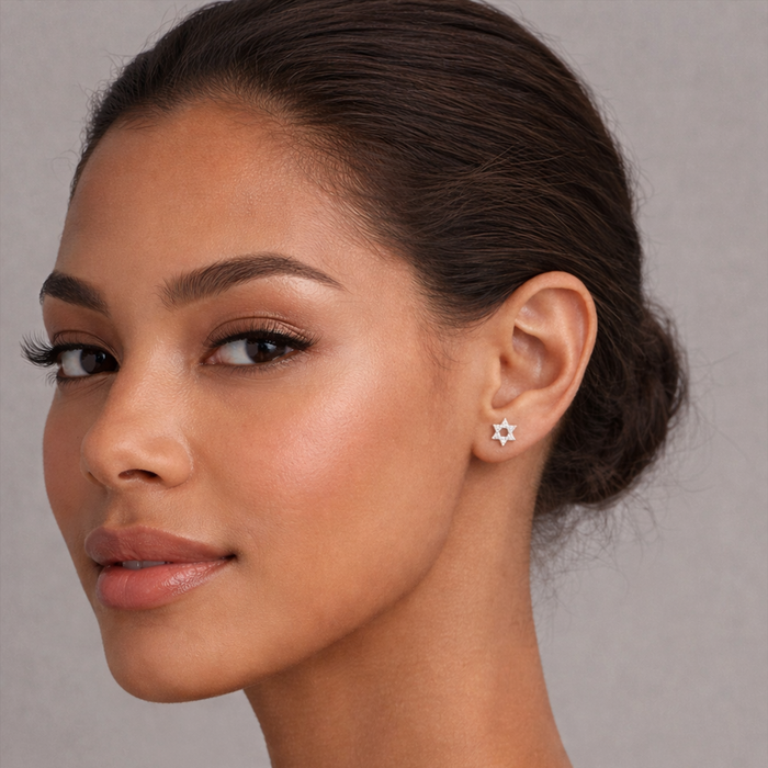 Star of David Diamond Accent Stud Earrings in 14K Yellow Gold