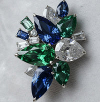 Multicolor Sapphire & Diamond 14K White Gold Floral Stud Earrings