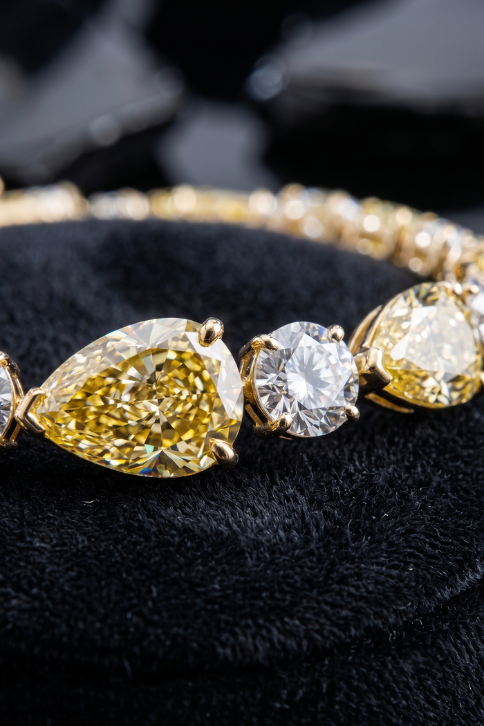 Luxury Lab-Grown Yellow & White Diamond Tennis Necklace in 18K Gold