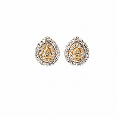 Luxe Pear 18K  Diamond Halo Stud Earrings Gold
