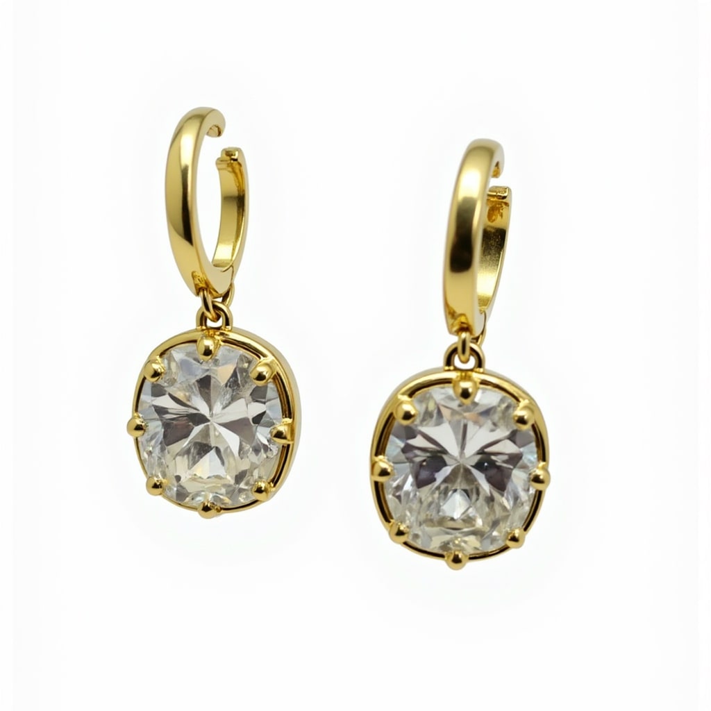 Bold Elegance Cushion Cut Drop Earrings in 14K Yellow Gold