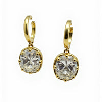 Bold Elegance Cushion Cut Drop Earrings in 14K Yellow Gold