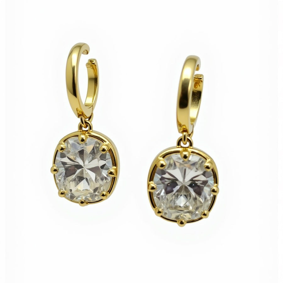 Bold Elegance Cushion Cut Drop Earrings in 14K Yellow Gold