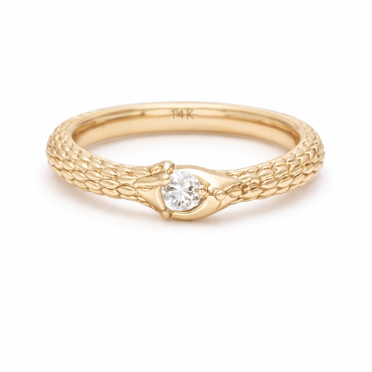 Textured 14K Yellow Gold Diamond Band Ring