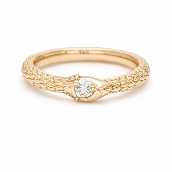 Textured 14K Yellow Gold Diamond Band Ring
