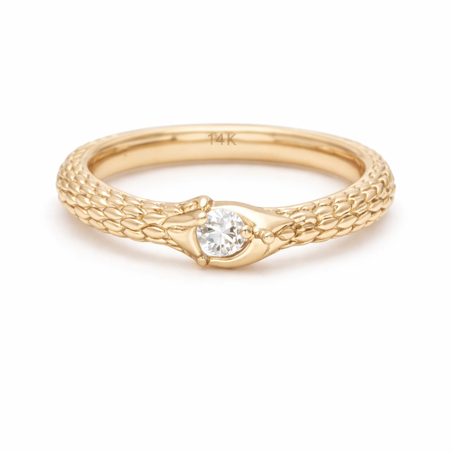 Textured 14K Yellow Gold Diamond Band Ring