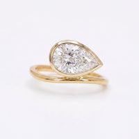 Luna Drop Diamond Ring in 14K Yellow Gold