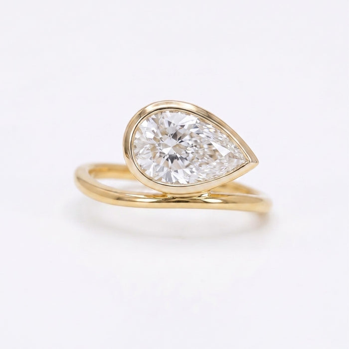Luna Drop Diamond Ring in 14K Yellow Gold