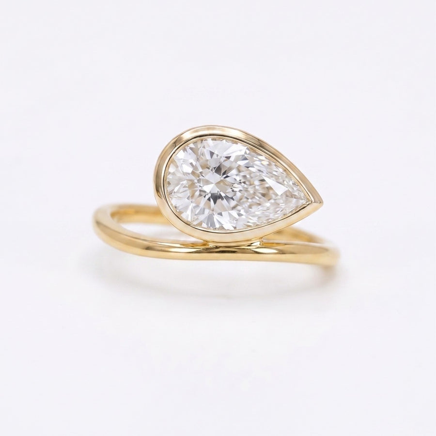Luna Drop Diamond Ring in 14K Yellow Gold