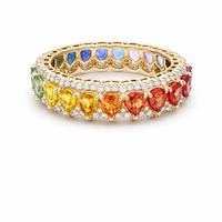 Rainbow Sapphire & Diamond 14K Eternity Band Ring