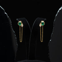 Emerald Cascade Diamond Chain Earrings in 14K Yellow Gold