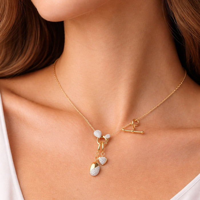 Diamond Mix Shape Pendant Necklace in 14K Yellow Gold