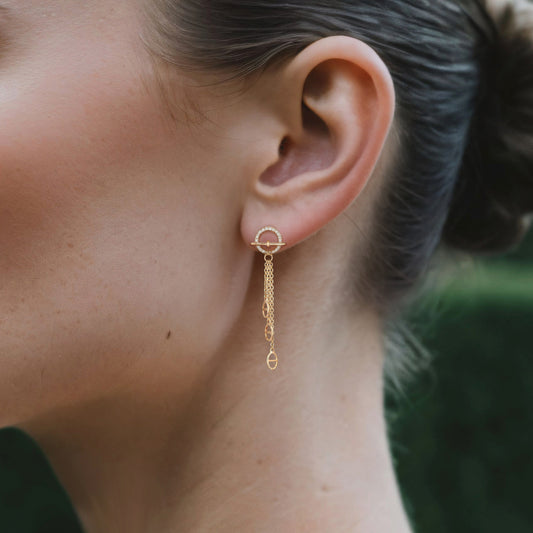Equinox Chain Diamond Drop Earrings in 14K Yellow Gold