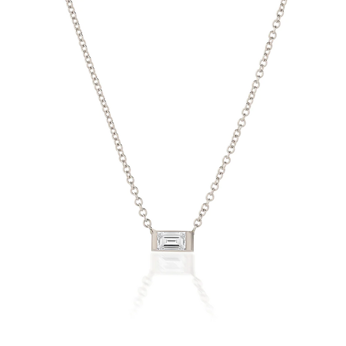 Emerald Diamond Charm Necklace in 14K Gold
