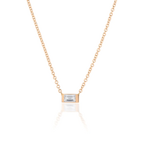 Emerald Diamond Charm Necklace in 14K Gold