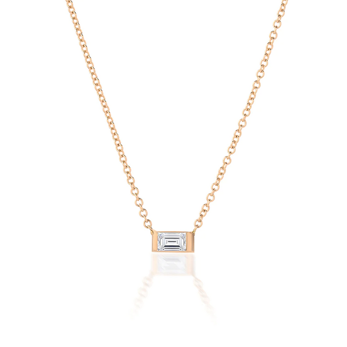 Emerald Diamond Charm Necklace in 14K Gold