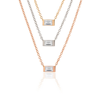 Emerald Diamond Charm Necklace in 14K Gold