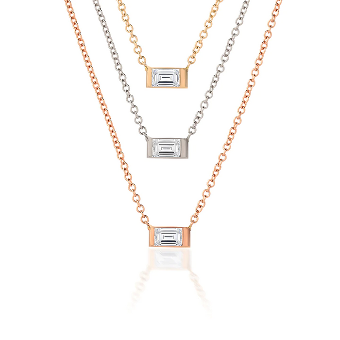 Emerald Diamond Charm Necklace in 14K Gold
