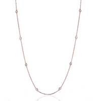Diamond Station Round Cut Bezel Necklace in 14K Gold