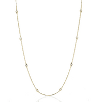 Diamond Station Round Cut Bezel Necklace in 14K Gold