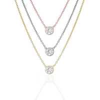 Diamond Bezel Solitaire Pendant Necklace in 14K Gold