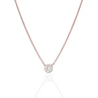 Diamond Bezel Solitaire Pendant Necklace in 14K Gold