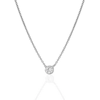 Diamond Bezel Solitaire Pendant Necklace in 14K Gold
