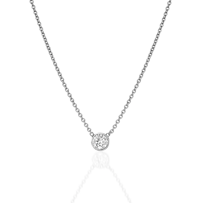 Diamond Bezel Solitaire Pendant Necklace in 14K Gold