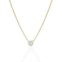 Diamond Bezel Solitaire Pendant Necklace in 14K Gold