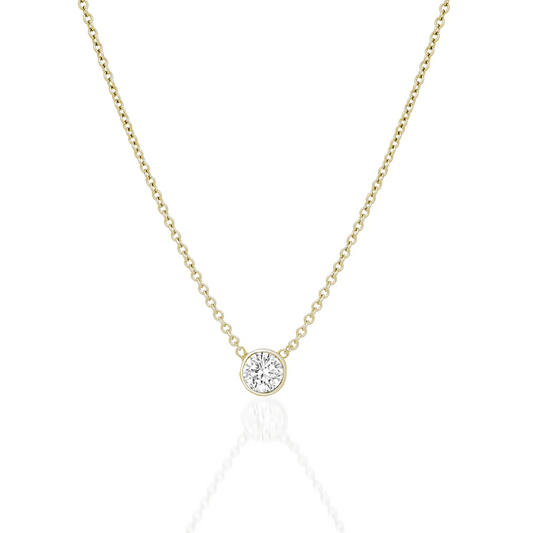 Diamond Bezel Solitaire Pendant Necklace in 14K Gold