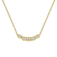 Five Diamond Curve Pendant Necklace in 14K Gold