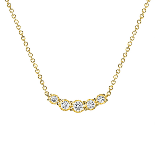 Five Diamond Curve Pendant Necklace in 14K Gold