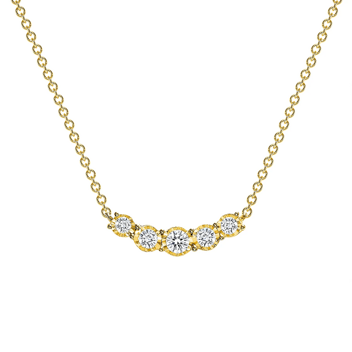 Five Diamond Curve Pendant Necklace in 14K Gold