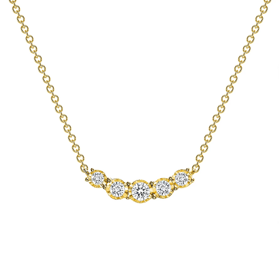 Five Diamond Curve Pendant Necklace in 14K Gold