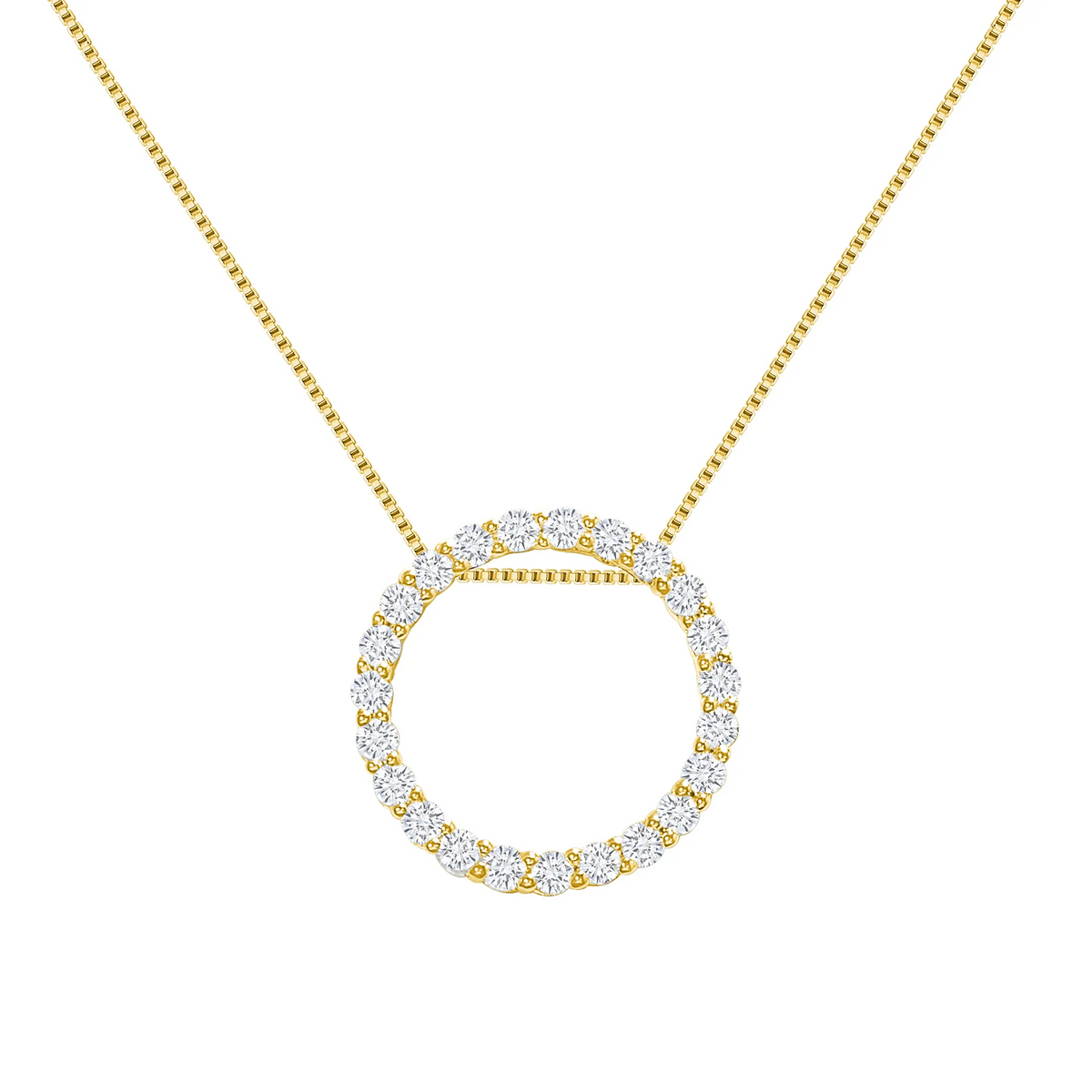 Diamond Circle Pendant Necklace in 14K Gold