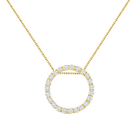 Diamond Circle Pendant Necklace in 14K Gold